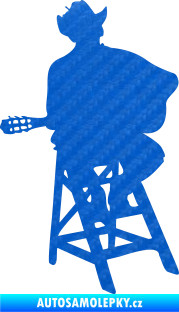 Samolepka Music 013 pravá kytarista 3D karbon modrý