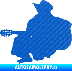 Samolepka Music 014 levá hráč na kytaru 3D karbon modrý