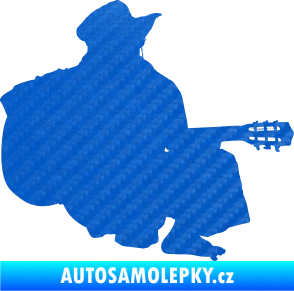 Samolepka Music 014 pravá hráč na kytaru 3D karbon modrý