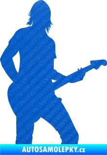 Samolepka Music 019 pravá hráč na kytaru 3D karbon modrý