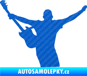 Samolepka Music 024 levá kytarista rocker 3D karbon modrý