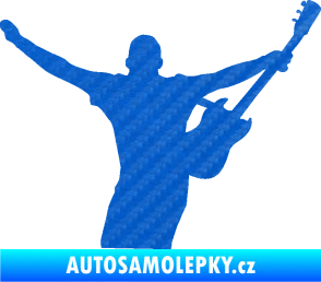 Samolepka Music 024 pravá kytarista rocker 3D karbon modrý