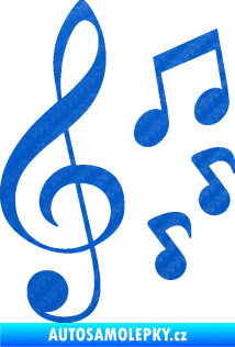 Samolepka Music noty a houslový klíč 002 3D karbon modrý