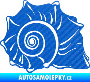 Samolepka Mušle pravá ulita 3D karbon modrý