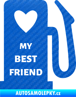 Samolepka My best friend benzínová pumpa 3D karbon modrý