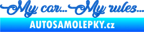 Samolepka My car my rules 3D karbon modrý