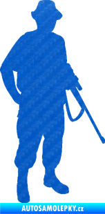 Samolepka Myslivec 004 pravá 3D karbon modrý