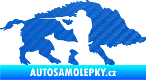 Samolepka Myslivost 006 pravá divoké prase 3D karbon modrý