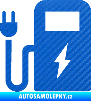 Samolepka Nabíjecí stanice 001 levá elektromobil charge 3D karbon modrý