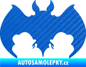 Samolepka Netopýr 002 3D karbon modrý