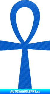 Samolepka Nilský kříž Ankh 3D karbon modrý