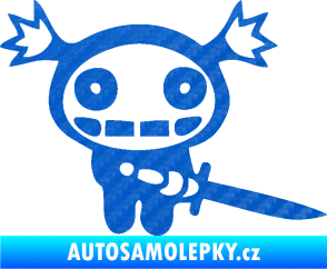 Samolepka Ninja zombie girl pravá 3D karbon modrý