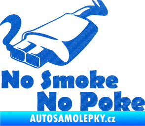 Samolepka No smoke no poke 3D karbon modrý