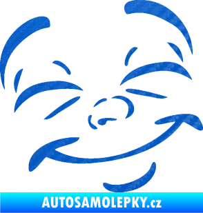 Samolepka Obličej 004 pravá šťastný 3D karbon modrý