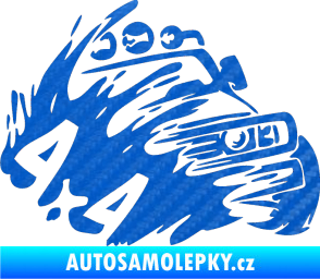 Samolepka Off Road 002 pravá 4x4 3D karbon modrý