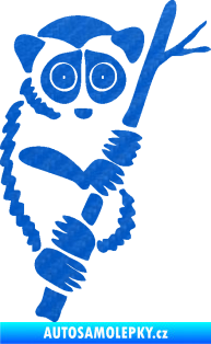 Samolepka Opice 004 pravá lemur na stromě 3D karbon modrý