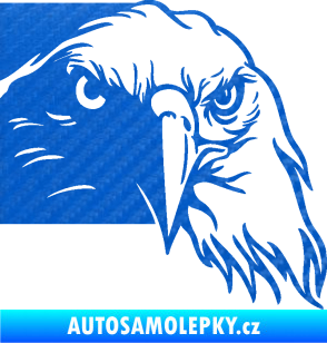 Samolepka Orel 010 pravá hlava 3D karbon modrý
