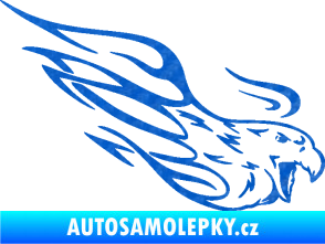 Samolepka Orel 014 pravá s plameny 3D karbon modrý