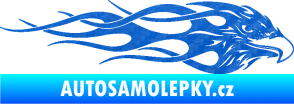 Samolepka Orel 016 pravá v plamenech 3D karbon modrý