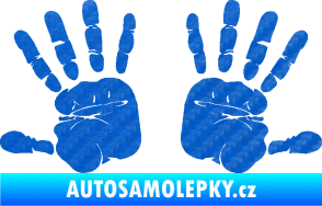Samolepka Otisk rukou 002 3D karbon modrý