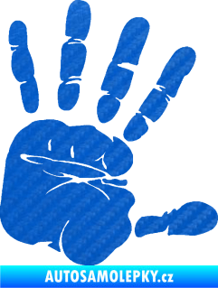 Samolepka Otisk ruky pravá 3D karbon modrý