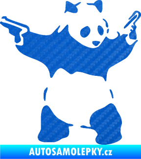 Samolepka Panda 007 pravá gangster 3D karbon modrý