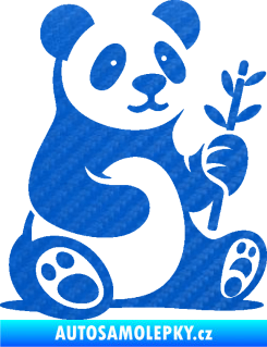 Samolepka Panda 011 pravá s bambusovou větvičkou 3D karbon modrý