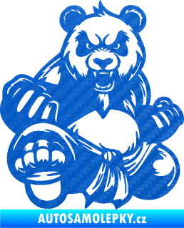 Samolepka Panda 012 levá Kung Fu bojovník 3D karbon modrý