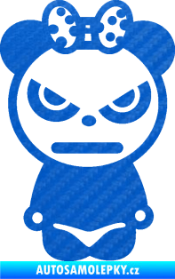Samolepka Panda girl 3D karbon modrý