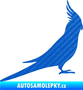 Samolepka Papoušek 002 pravá 3D karbon modrý