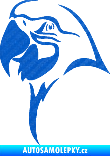 Samolepka Papoušek 006 levá hlava 3D karbon modrý