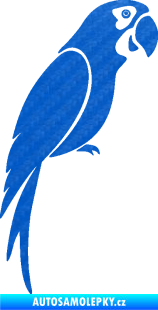 Samolepka Papoušek 009 pravá 3D karbon modrý