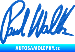 Samolepka Paul Walker 002 podpis 3D karbon modrý