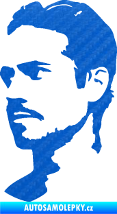 Samolepka Paul Walker 004 levá 3D karbon modrý