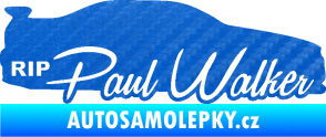 Samolepka Paul Walker 005 RIP 3D karbon modrý