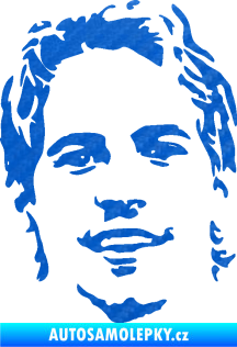 Samolepka Paul Walker 008 levá obličej 3D karbon modrý