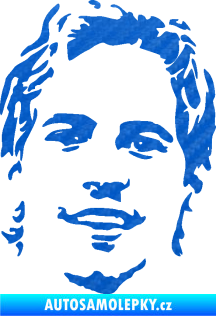 Samolepka Paul Walker 008 pravá obličej 3D karbon modrý