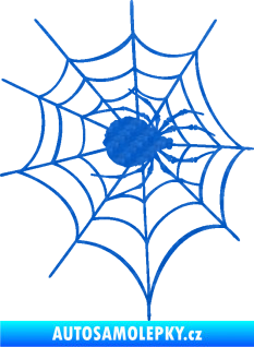 Samolepka Pavouk 016 pravá s pavučinou 3D karbon modrý