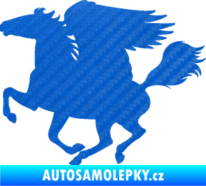 Samolepka Pegas 001 levá okřídlený kůň 3D karbon modrý