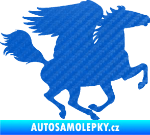 Samolepka Pegas 001 pravá okřídlený kůň 3D karbon modrý