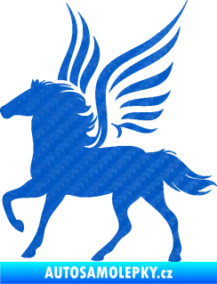 Samolepka Pegas 002 levá okřídlený kůň 3D karbon modrý