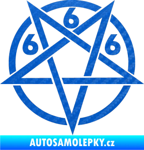 Samolepka Pentagram 666 3D karbon modrý
