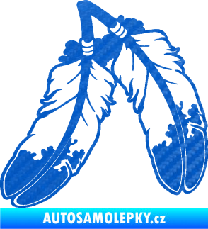 Samolepka Peříčka 003 levá indiánský motiv 3D karbon modrý