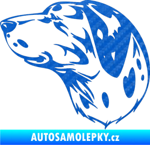Samolepka Pes 002 levá Dalmatin 3D karbon modrý