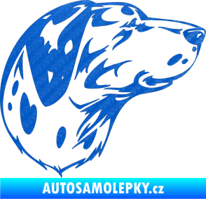 Samolepka Pes 002 pravá Dalmatin 3D karbon modrý