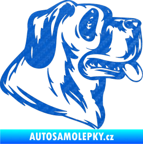 Samolepka Pes 046 pravá 3D karbon modrý