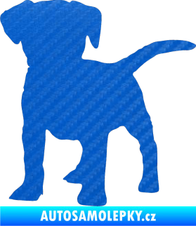Samolepka Pes 056 levá štěně 3D karbon modrý