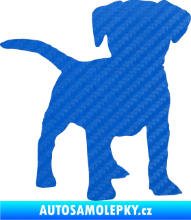 Samolepka Pes 056 pravá štěně 3D karbon modrý