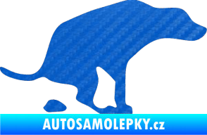 Samolepka Pes 077 pravá 3D karbon modrý