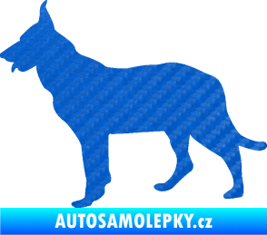 Samolepka Pes 079 levá Německý ovčák 3D karbon modrý